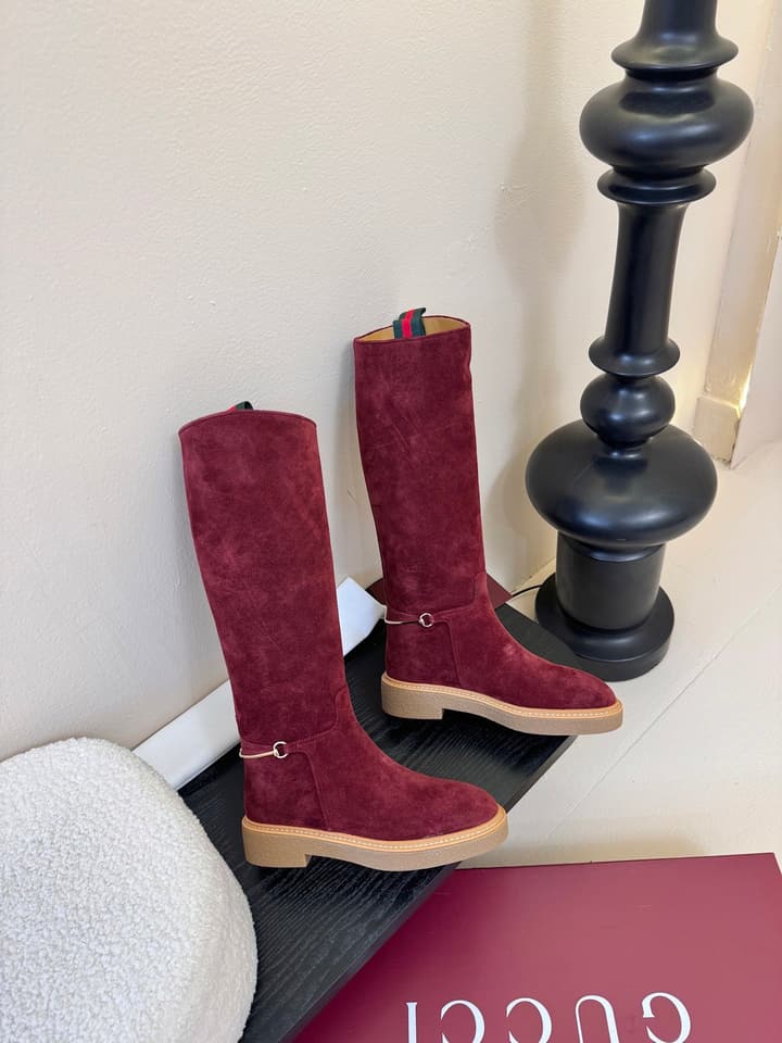 Gucci Runway Velvet Boots in Black Suede