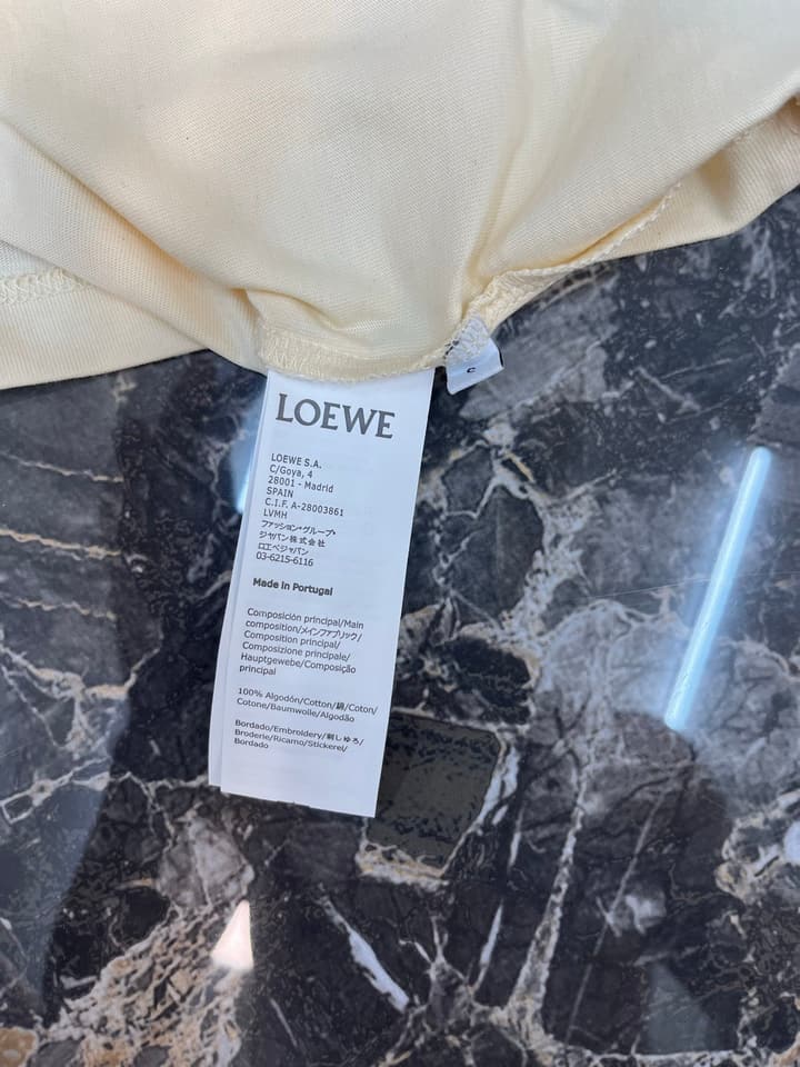 Loewe Cotton Mosaic Anagram Embroidered T-Shirt in Navy Blue