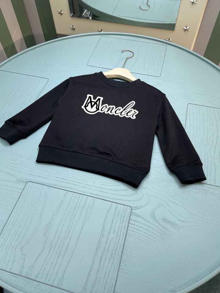 Moncler Kids Crewneck Sweatshirt – 2025FW – Kids Collection in Black Script Logo