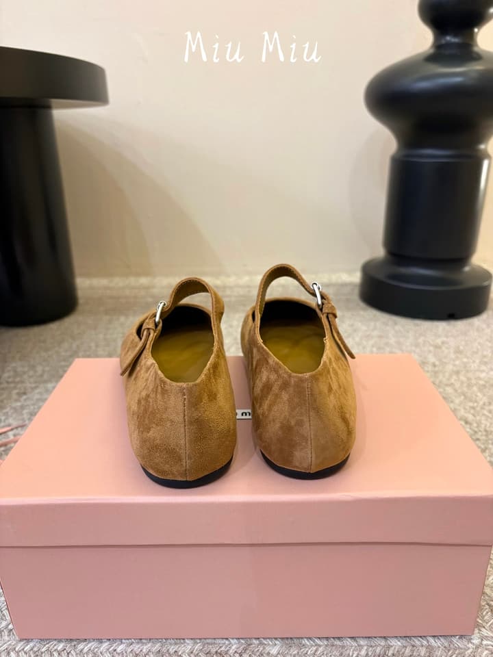Miu Miu Suede Bow Mary Jane Flats
