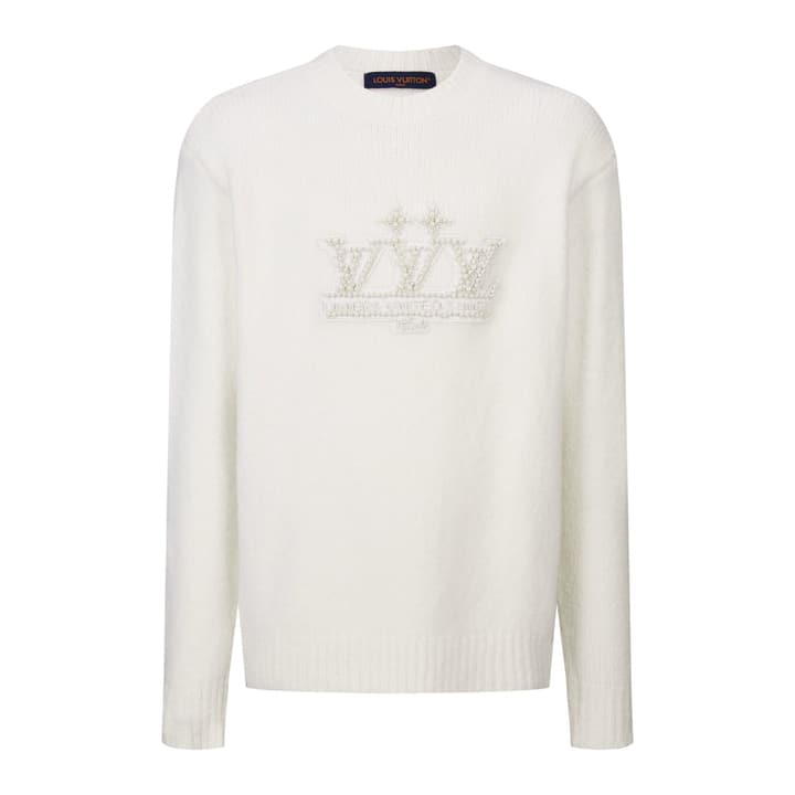 Louis Vuitton Embroidered Pearl Logo Knit Sweater – 2025SS