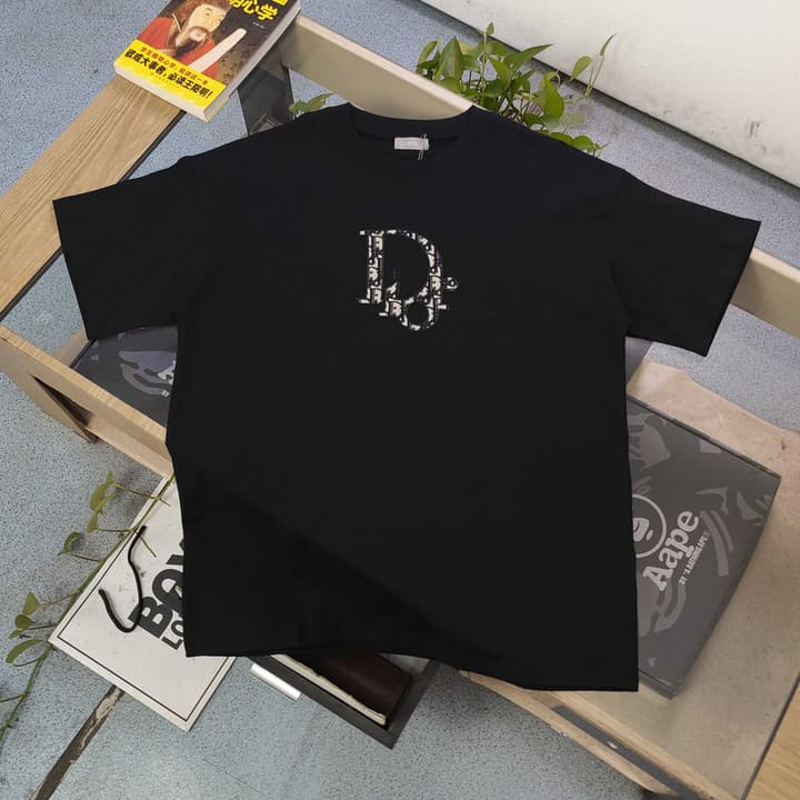 Dior Embroidered Letter Patch T-Shirt – 2025 Collection in Black