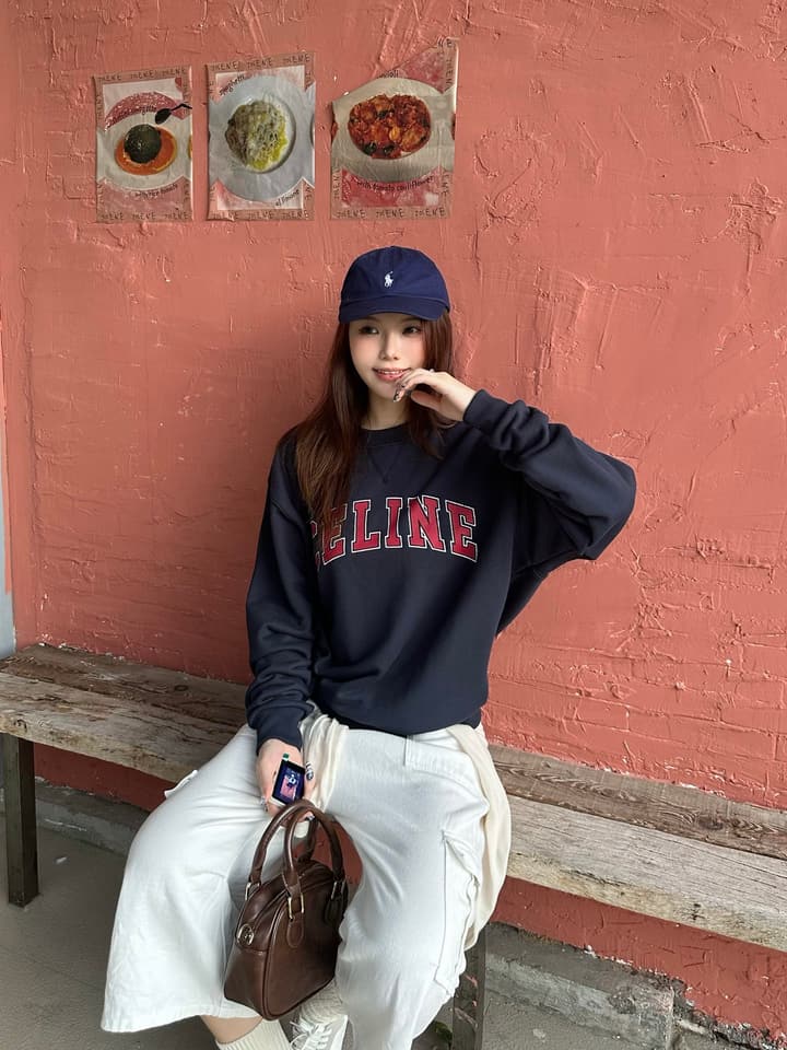 Celine Printed Logo Collegiate Sweatshirt