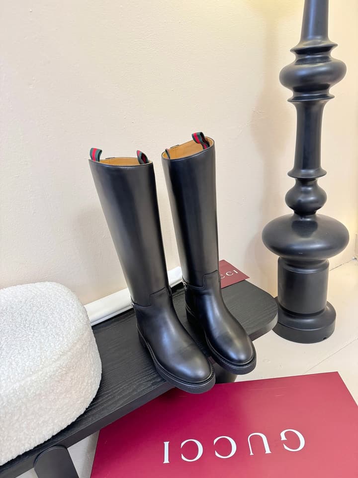 Gucci Runway Velvet Boots in Black Suede