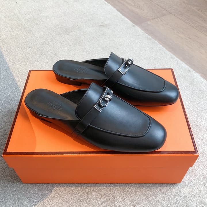 Hermes Eclair Sandals – 2025 New Collection in Black Leather