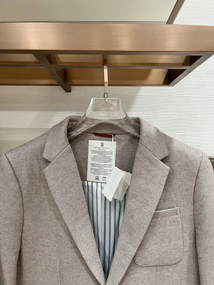 Brunello Cucinelli Men's Slim Fit Mixed Fabric Blazer – 2025FW in Dark Charcoal Gray