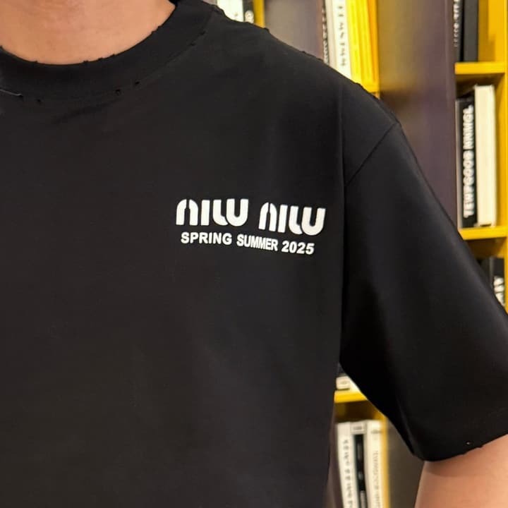 Miu Miu Technical Fabric Short-Sleeve T-Shirt – Summer 2026 Collection in Black