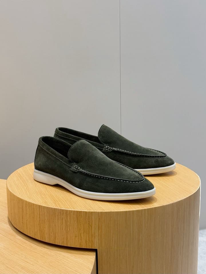 Loro Piana Italian Handmade Suede Driving Shoes in Black Suede