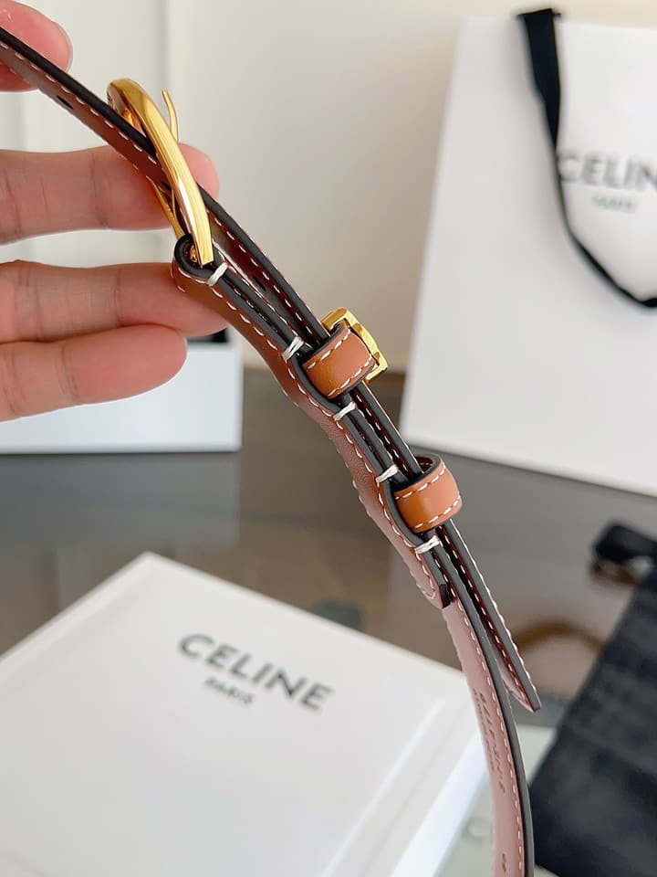 Celine Vivienne Taurillon 25mm Belt in Black Taurillon Leather