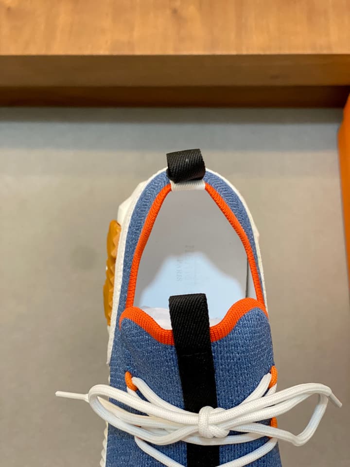 Hermès Suede and Denim Canvas Sneakers in Black And White