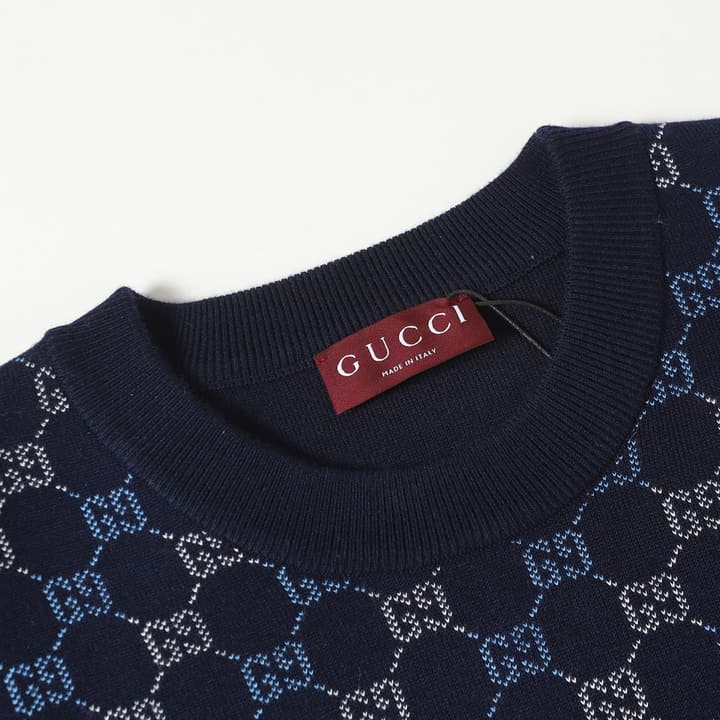 Gucci GG Double-Sided Wool Cardigan – 2025FW in Navy Blue Gg Monogram Sweater
