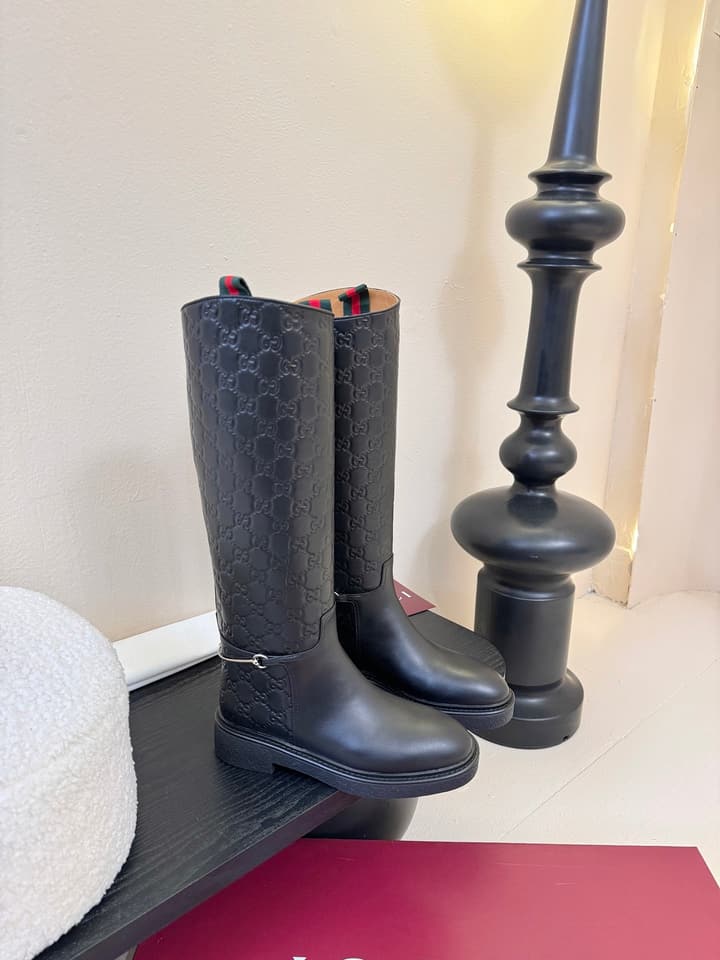 Gucci Runway Velvet Boots in Black Suede