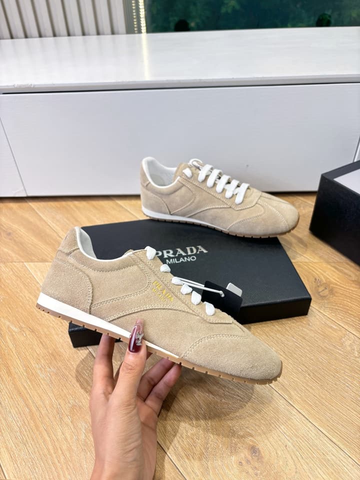 Prada FW25 German Training Shoes in Dark Brown Suede