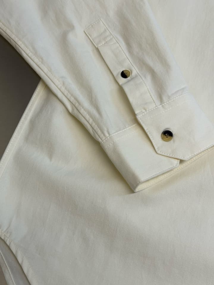 Loewe Embroidered Pocket Lyocell Long-Sleeve Shirt in Off-White