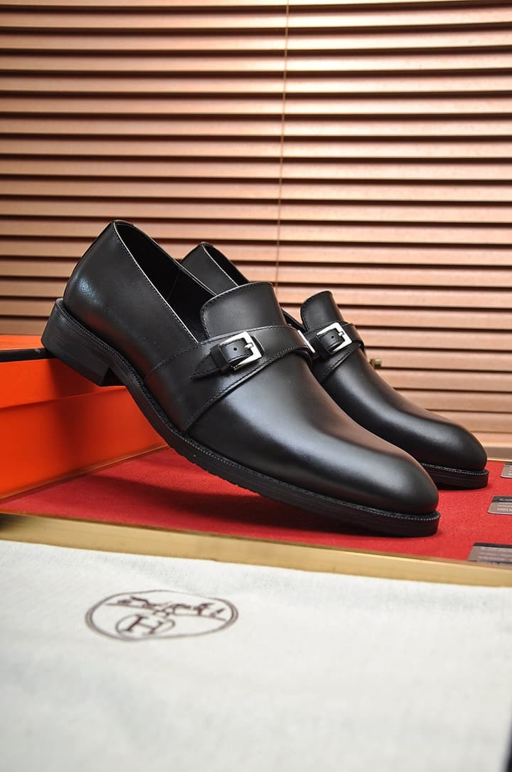 Hermès Leather Driving Shoes in Black