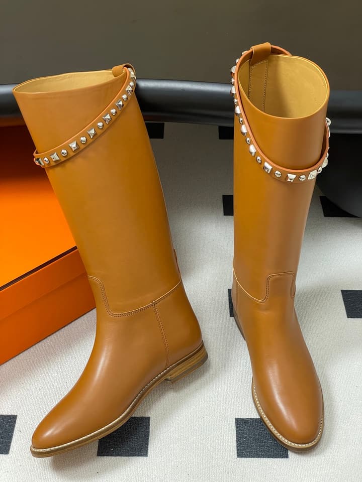 Hermès Jumping Series Kelly Buckle Knee-High Boots in Black