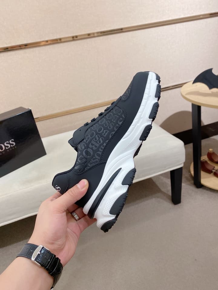 Boss Men's Casual Leather Sneakers in Blue