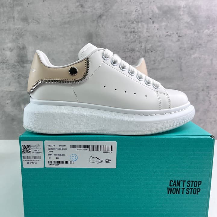 Alexander McQueen Oversized Platform Sneakers in All White Textured