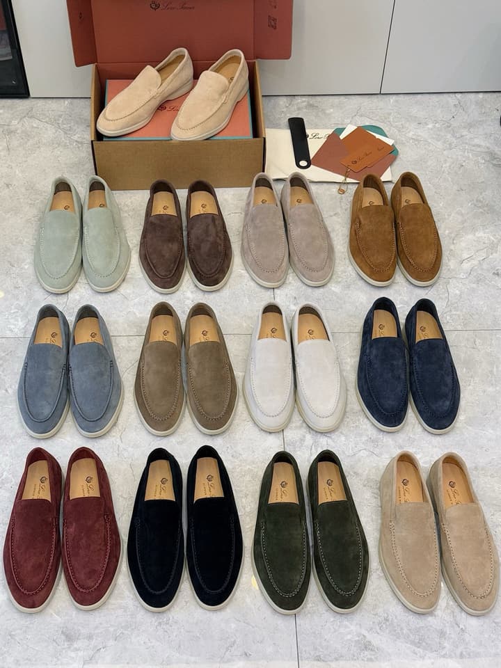 Loro Piana Italian Handmade Suede Loafers in Camel Brown Suede