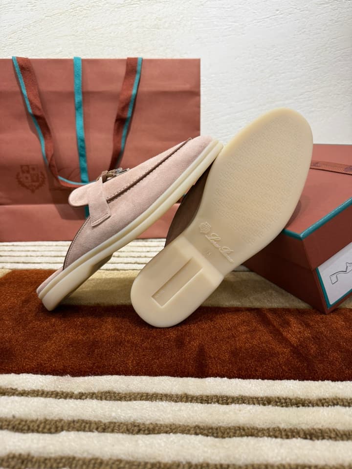 Loro Piana Women's Mules in Pale Beige Suede