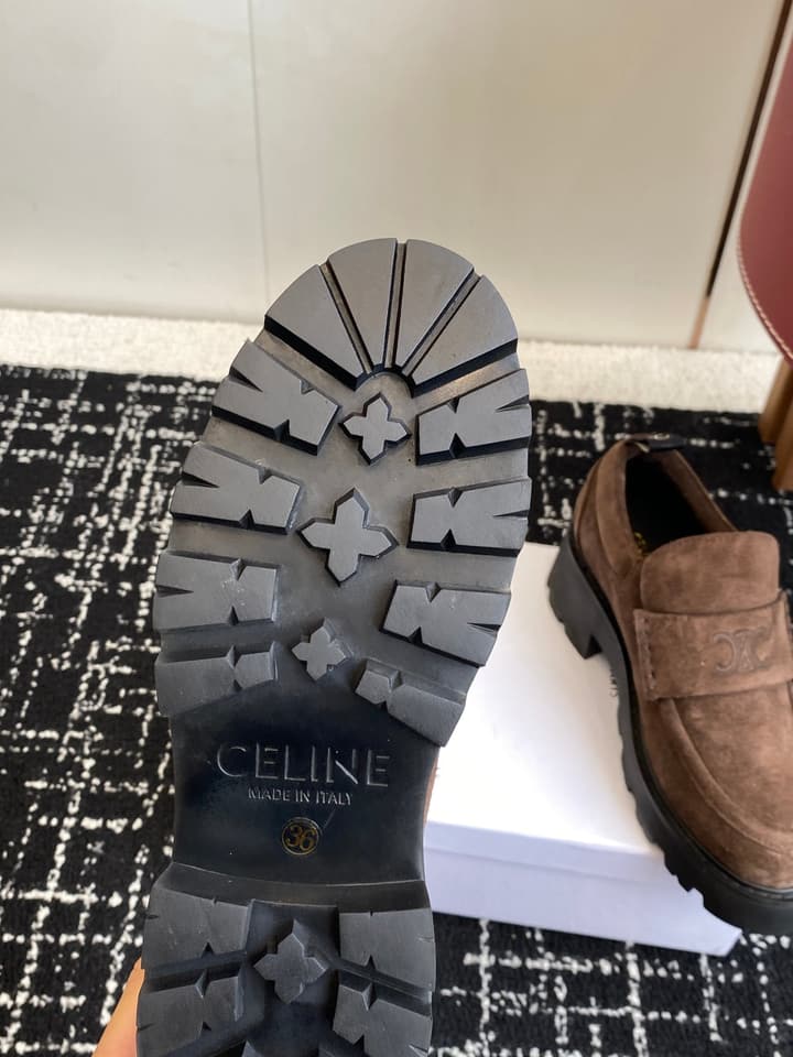 Celine Lisa Platform Loafers – 25SS Autumn/Winter Collection in Brown Suede Velcro