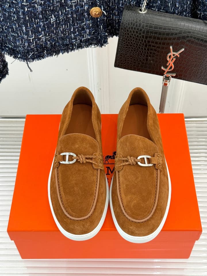 Hermès Retro Couple's Loafers – 25FW in Dark Brown