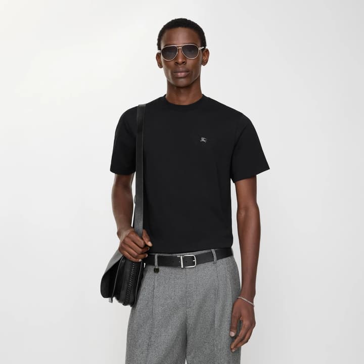 Burberry EKD Metal Logo Cotton T-Shirt in Black
