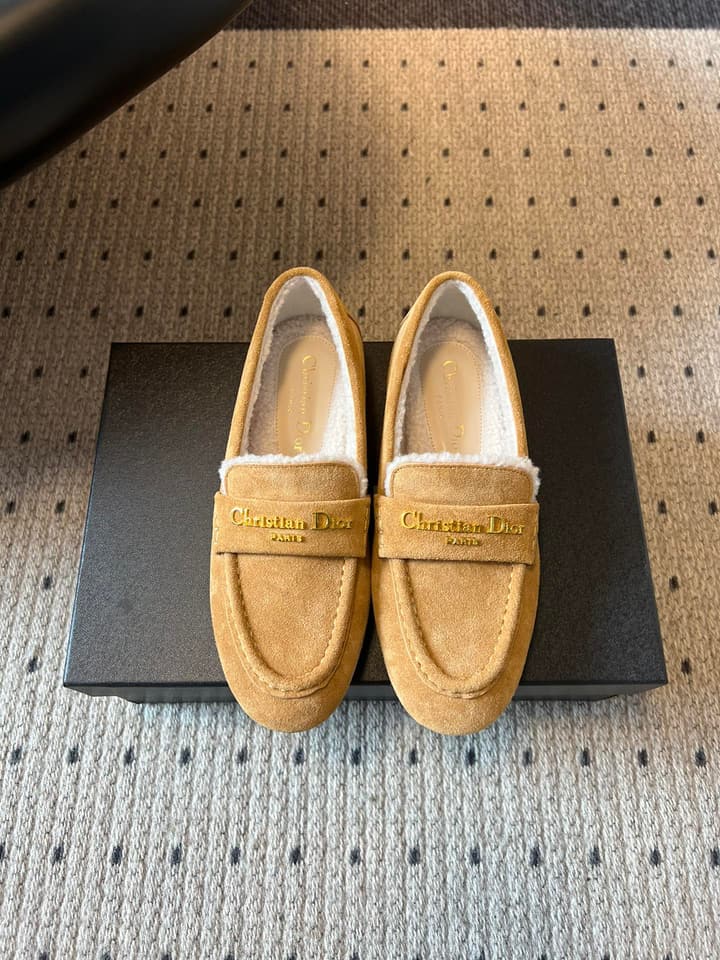Dior Suede Fur-Lined Loafers – 25SS/FW in Black Suede