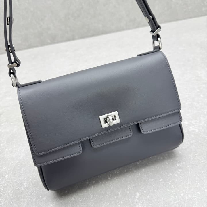 Balenciaga Bel Air Flap Small Leather Bag in Grey