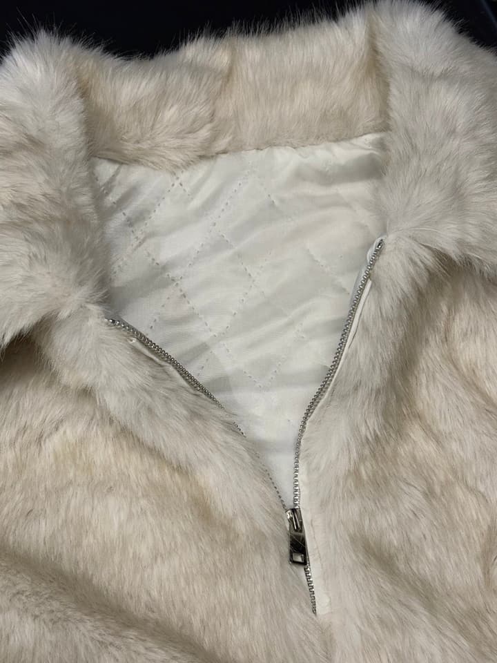 Moncler Convertible Faux Fur Jacket in Blended Beige Faux Fur