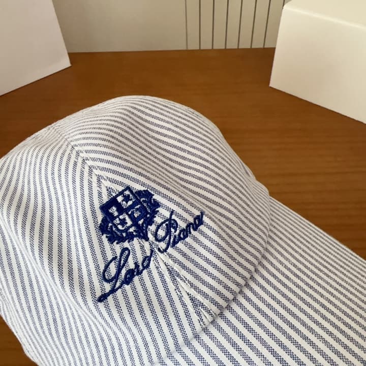 Loro Piana Baseball Cap in Cream With Tan Logo