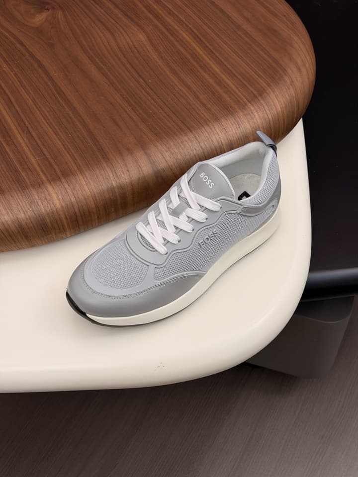 Boss Men's Knit and Leather Sneakers