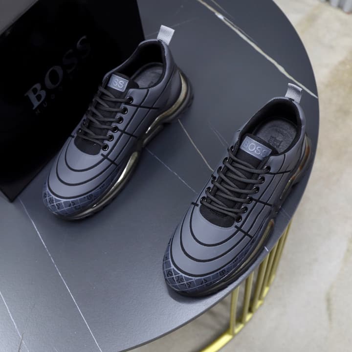 Boss Men's Knit Sport Sneakers in Grey