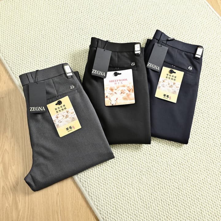 Zegna Men's Tailored Wool Blend Business Trousers – 2025FW in Business Grey