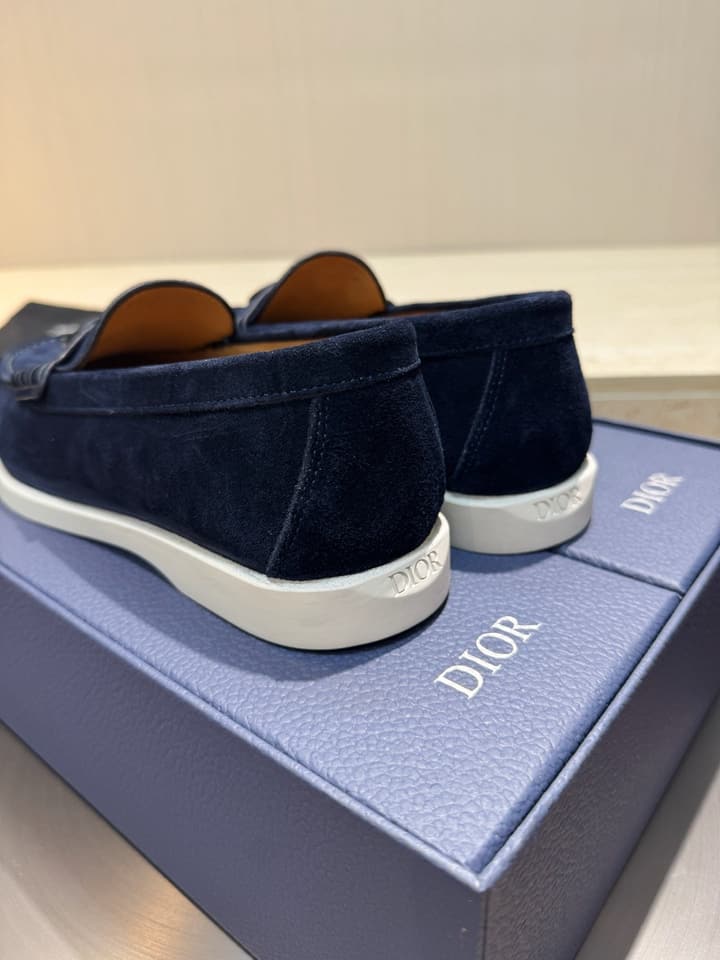 Dior Granville Men's Lace-Up Casual Shoes in Dark Blue Suede