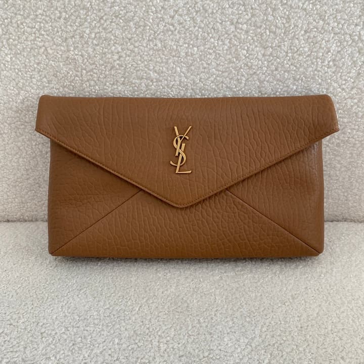 Saint Laurent Envelope Clutch Bag in Camel Brown
