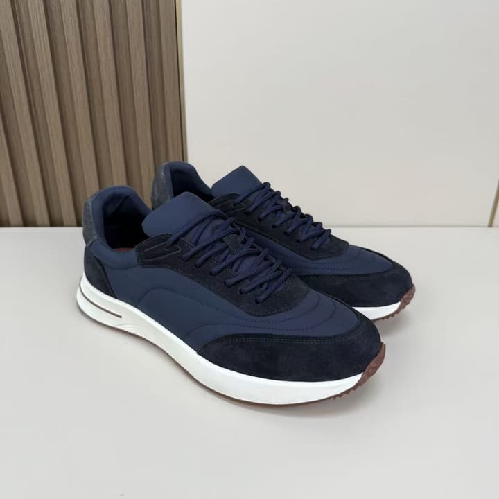 Loro Piana Men's Classic Jogging Sneakers in Black Suede