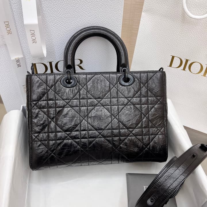 Dior Lady D-Sire My ABCDior Handbag – 24SS in Black Pleated Leather