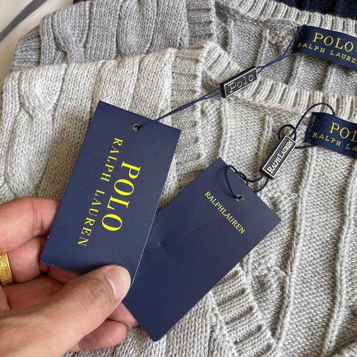 Ralph Lauren V-Neck Cable Knit Vest in Dark Grey