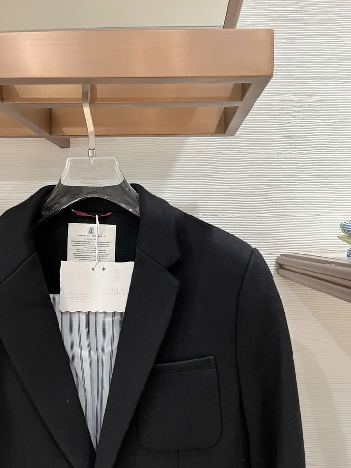 Brunello Cucinelli Men's Slim Fit Mixed Fabric Blazer – 2025FW in Dark Charcoal Gray