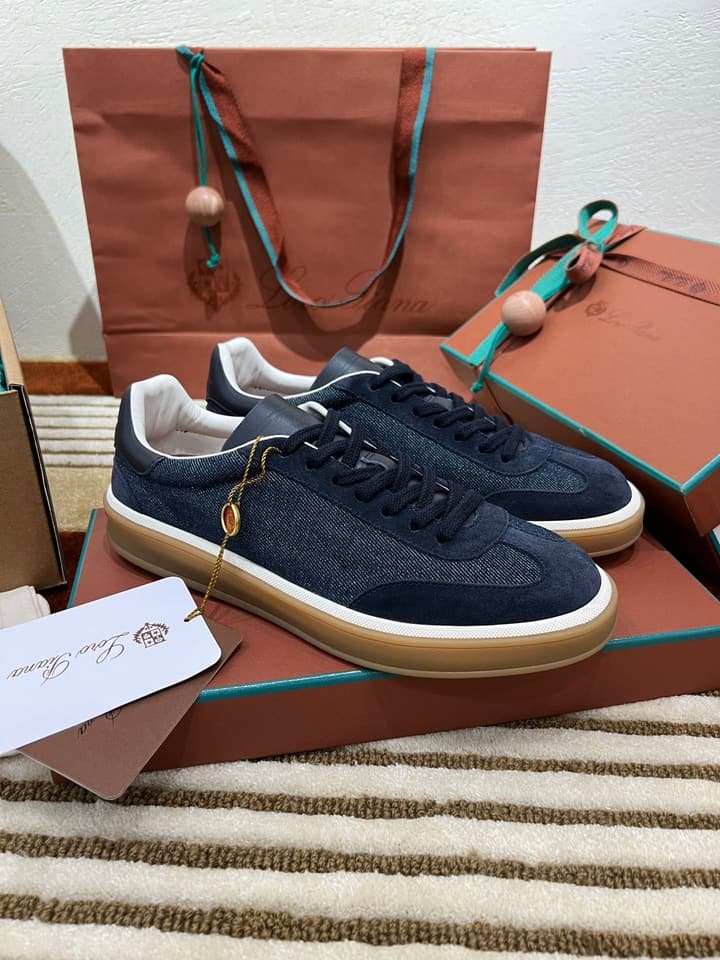 Loro Piana LP Tennis Walk Unisex Sneakers in Black Leather