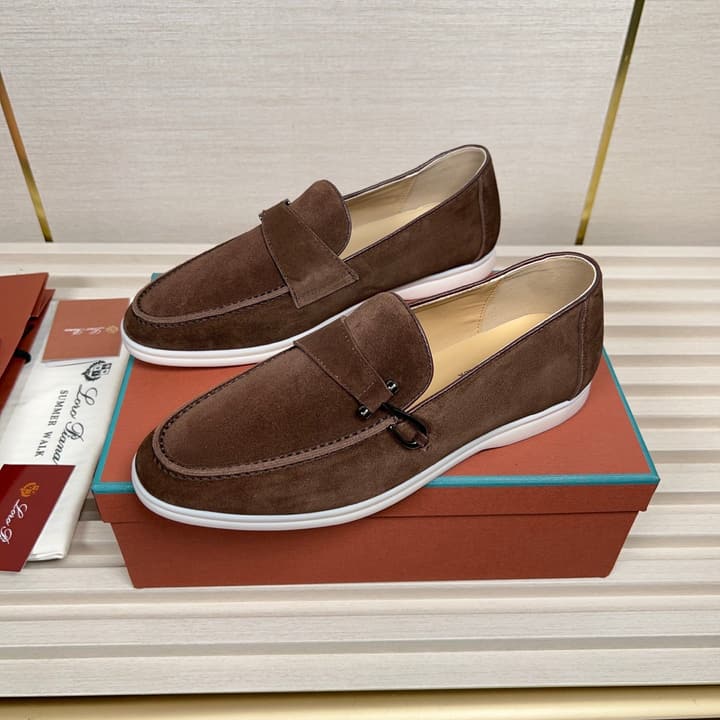 Loro Piana New Moccasin Shoes in Brown Suede