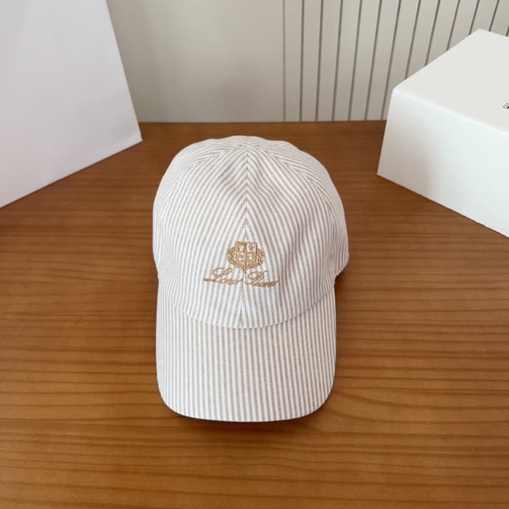 Loro Piana Baseball Cap in Cream With Tan Logo