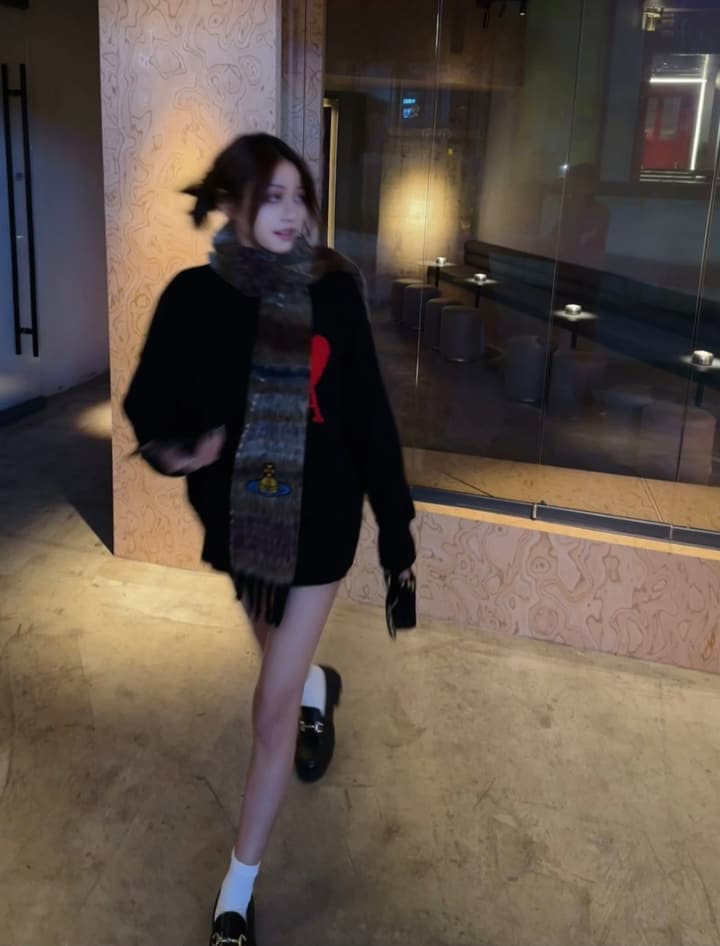 AMI Paris Heart Letter Knitted Sweater in Black With Red Heart