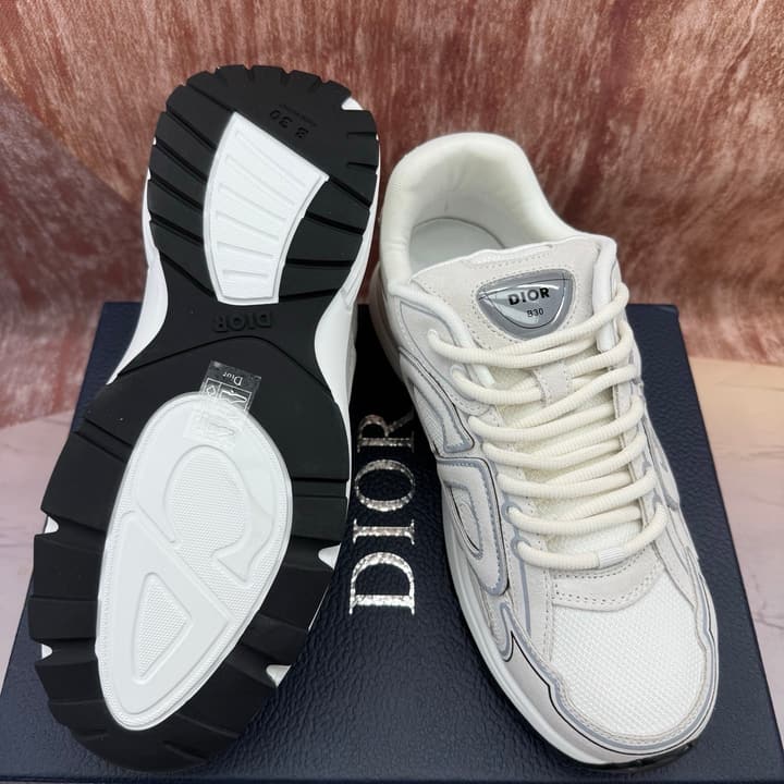 Dior B30 Low-Top Sneakers in Light Khaki Gray