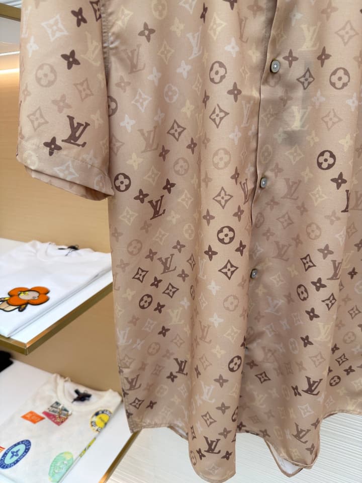Louis Vuitton Monogram All-Over Print Beach Shirt in Apricot