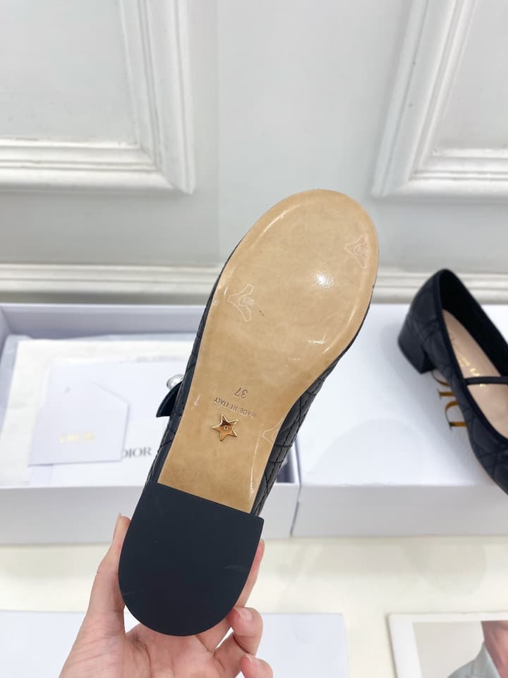 Dior Cannage Pearl Ballet Pumps – 2024 Early Spring Collection in Cream Mary Jane