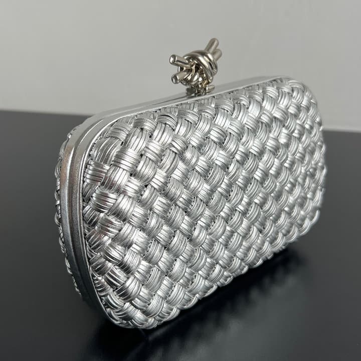 Bottega Veneta Knot Evening Clutch Bag in Gold