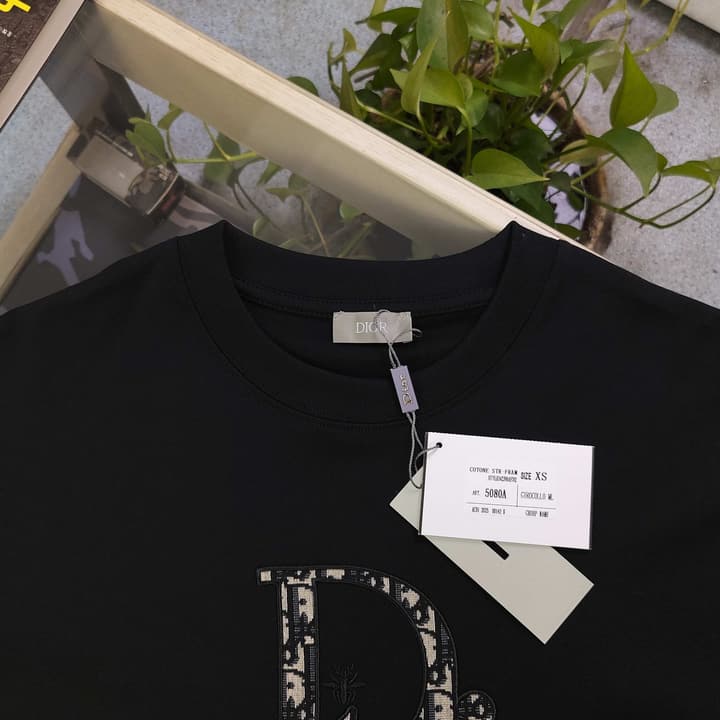 Dior Embroidered Letter Patch T-Shirt – 2025 Collection in Black