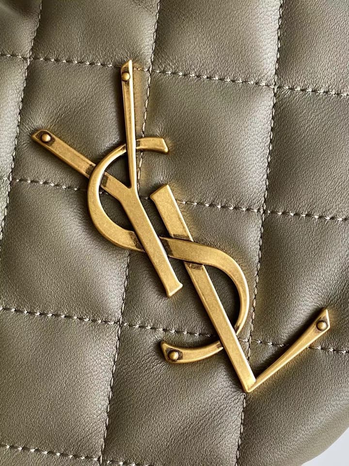 Saint Laurent ICARE Baby Lambskin Crescent Bag in Dark Brown Quilted